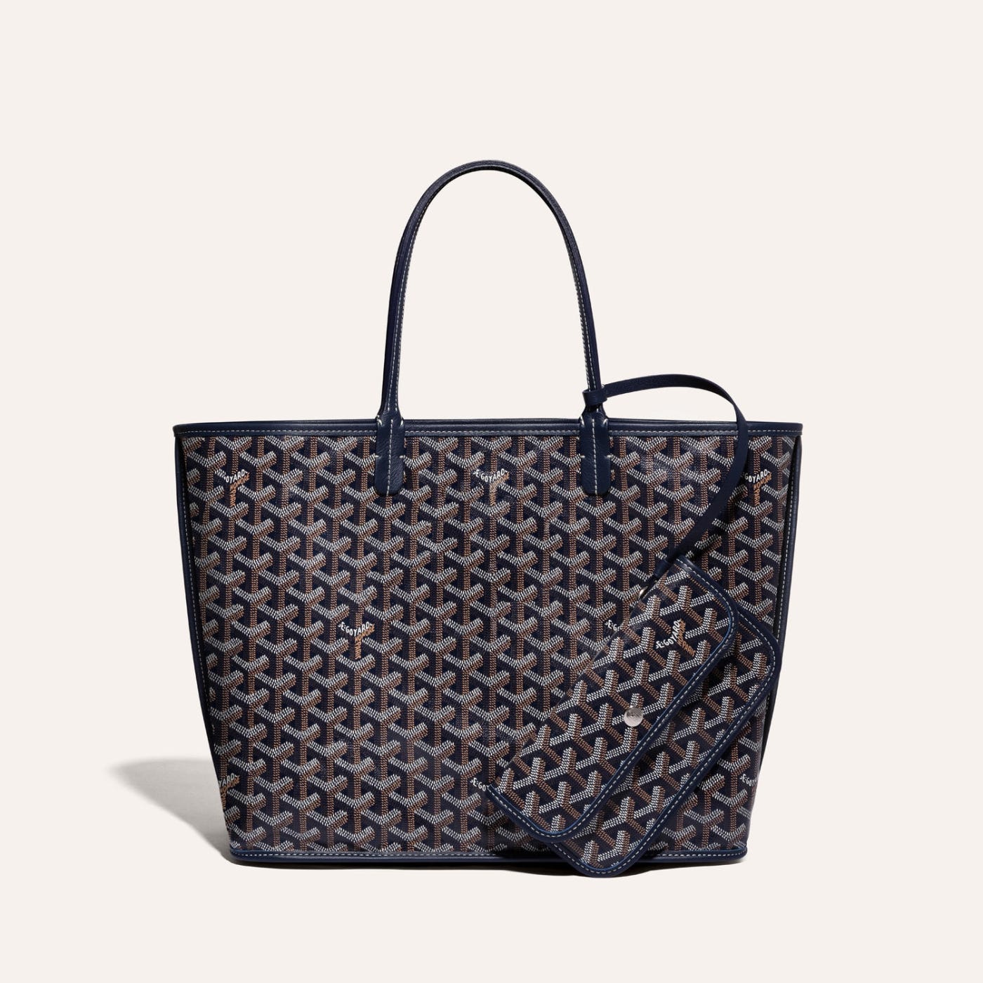 Goyard Goyardine Navy Blue Anjou PM Reversible Tote Bag Palladium Hardware - Image 2